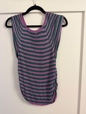 Free People slinky, baby tee, purple and green striped